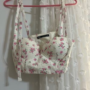 zara flower cropped corset